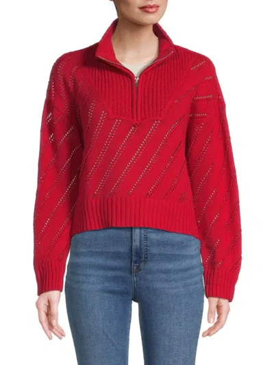 Design History Women's Open Knit Pullover In Carmine