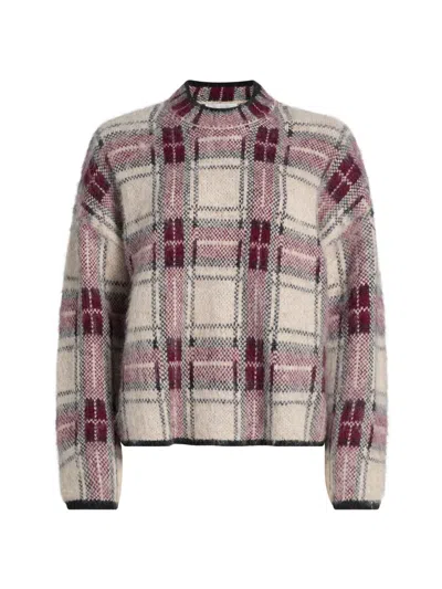Design History Women's Plaid Boxy Long-sleeve Sweater