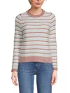 Design History Women's Striped Cotton Sweater In Blue Combo