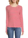 Design History Women's Striped Ribbed Top In Carmine