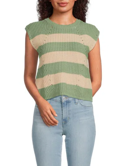 Design History Women's Striped Sweater In Dry Sage