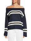 Design History Women's Striped Polo Sweater In Navy Cream