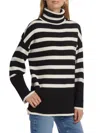 Design History Women's Striped Turtleneck Sweater In Black Ecru