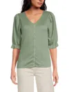 Design History Women's Textured Puff-sleeve Top In Dry Sage