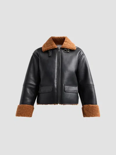 Design History Women's Trinity Faux Shearling Jacket In Black Combo