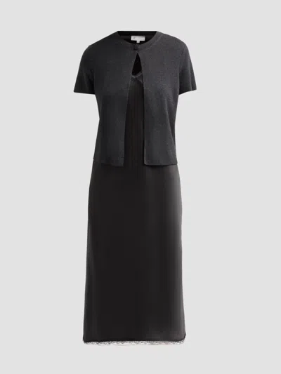 Design History Women's Viv Lace-trim A-line Midi Dress In Shadow Combo