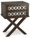 Design House Leick Home Mirrored Diamond Filigree X Base Nightstand Side Table