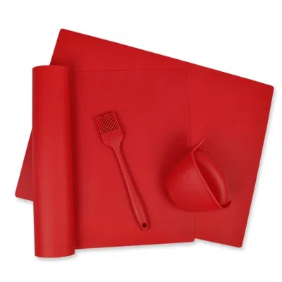 Design Imports 4 Piece Non-stick Bakeware Set In Red