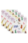 Design Imports Animal Party 4-piece Napkin Set In Multi
