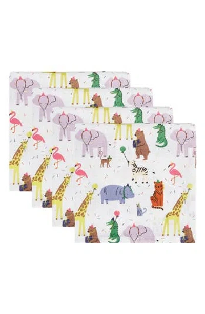 Design Imports Animal Party 4-piece Napkin Set In Multi