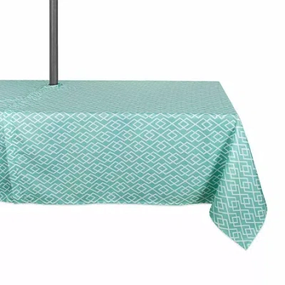 Design Imports Aqua Diamond Outdoor With Zipper Tablecloth In Blue