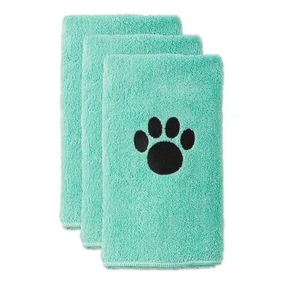 Design Imports Aqua Embroidered Paw Polyester Blanket