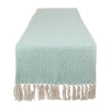 Design Imports Aqua Handloom Chevron Table Runner In Blue