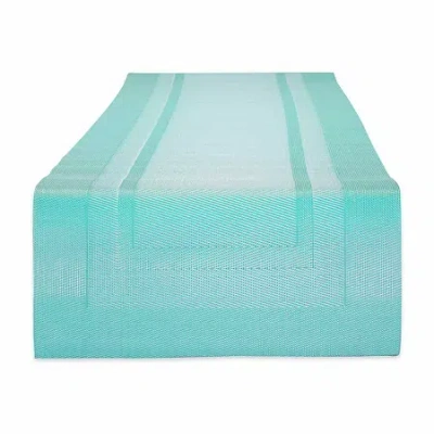 Design Imports Aqua Pvc Doubleframe Table Runner In Blue
