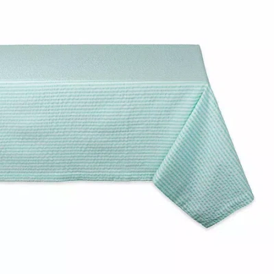 Design Imports Aqua Seersucker Tablecloth In Blue