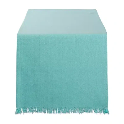Design Imports Aqua Solid Heavyweight Fringed Table Runner In Blue