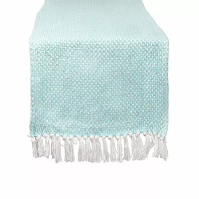 Design Imports Aqua Woven Table Runner In Blue