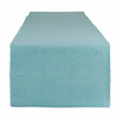 Design Imports Aqua/white 2-tone Ribbed Table Runner In Blue