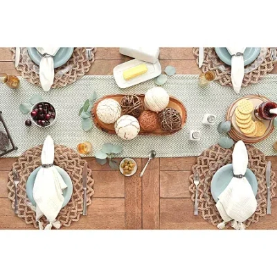 Design Imports Artichoke Chevron Table Runner In Green