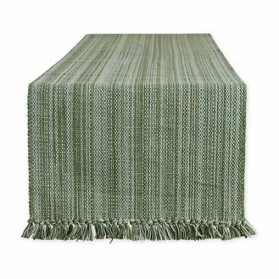 Design Imports Artichoke Variegated Fringe Table Runner In Green