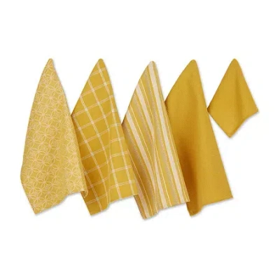 Design Imports Assorted 5-pc. Towel + Dish Cloth Set In Yellow