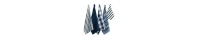 Design Imports Assorted Pattern, Kitchen Collection, Dishtowels Dishcloth, Marine Blue, 5 Piece