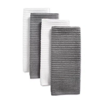 Design Imports Assorted Ribbed Terry 4-pc. Kitchen Towel Set In Gray