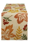 Design Imports Autumn Leaves Embroidered Table Runner In Beige