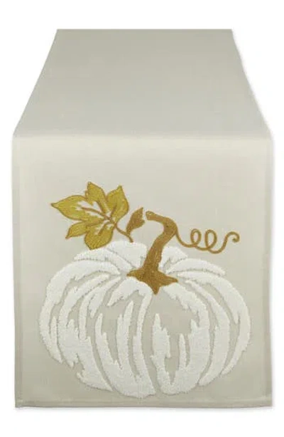Design Imports Autumn Leaves Embroidered Table Runner In Ivory