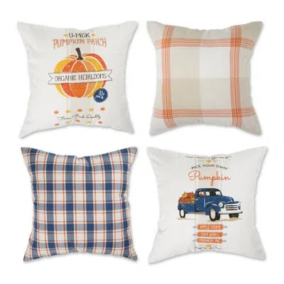 Design Imports Autumn Plaid And Print Pillow Cover 18x18 Set/4