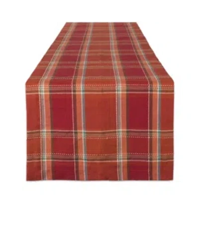 Design Imports Autumn Spice Plaid Table Runner In Orange