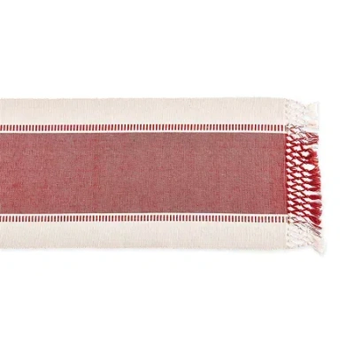 Design Imports Barn Red Dobby Stripe Table Runner