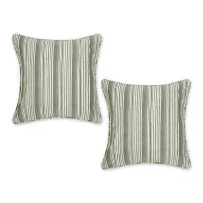 Design Imports Barn Red Herringbone Stripe Recycled Cotton Pillow Cover 18x18 Set/2 In Teal