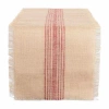 Design Imports Barn Red Middle Stripe Burlap Table Runner In Red