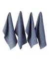 Design Imports Basic Terry Collection Windowpane Dishtowel Set, 16x26", Stonewash Solid, 4 Piece In Stonewash Solid