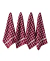 Design Imports Basic Terry Collection Windowpane Dishtowel Set, 16x26", Wine Check, 4 Piece In Wine Check