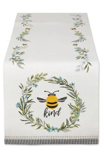 Design Imports Bee Kind Embellished Table Runner In Off-white