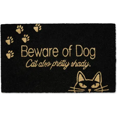 Design Imports Beware Of Dog Coir Doormat In Black