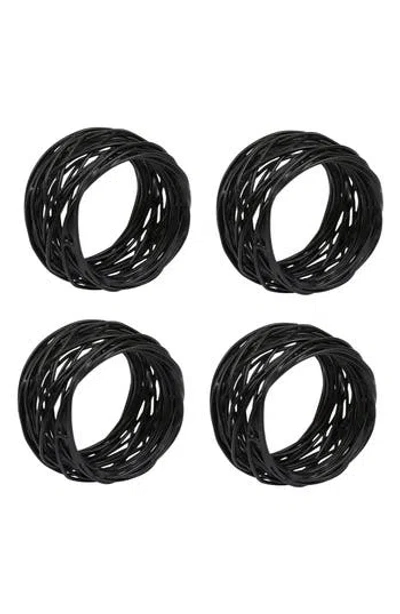 Design Imports Bird Nest Set Of 4 Napkin Rings In Black