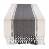 Design Imports Black Dobby Stripe Ribbed Table Runner In Black