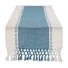 Design Imports Black Dobby Stripe Ribbed Table Runner In Blue