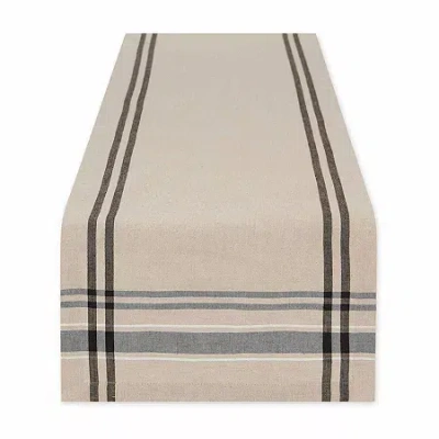 Design Imports Black French Stripe Table Runner In Sand