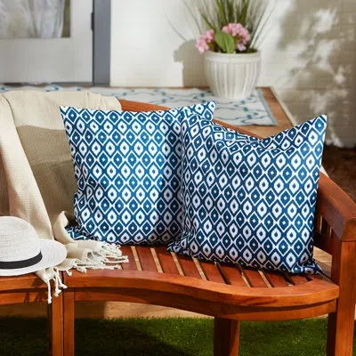 Design Imports Black Ikat Outdoor Pillow Cover 18x18 Set/2 In Blue