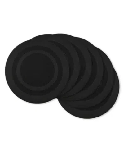 Design Imports Black Round Double Frame Placemat, Set Of 6