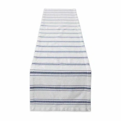 Design Imports Black Zig Dobby Stripe Table Runner In Blue