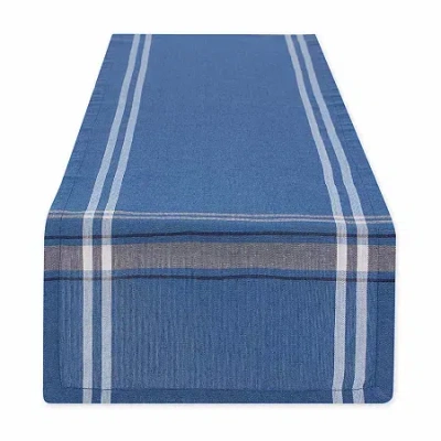 Design Imports Blue Chambray French Stripe Table Runner