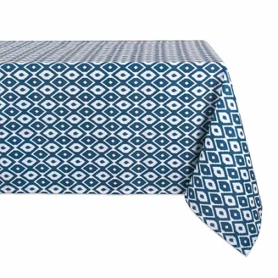 Design Imports Blue Ikat Outdoor Tablecloth