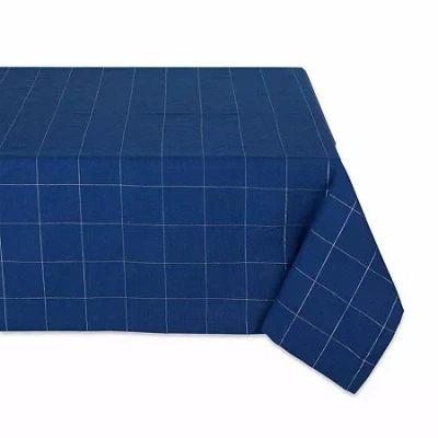Design Imports Blue Metallic Windowpane Tablecloth