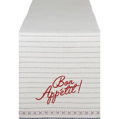 Design Imports Bon Appétit Embroidered Table Runner In White