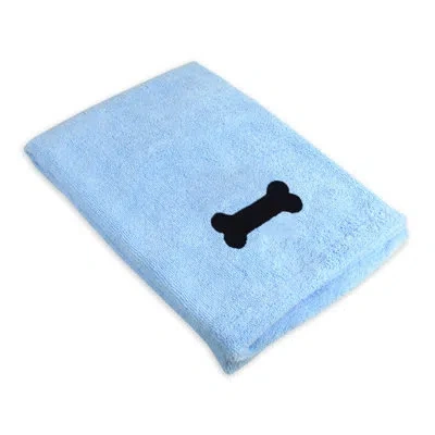 Design Imports Bone Pet Bath Towel In Blue